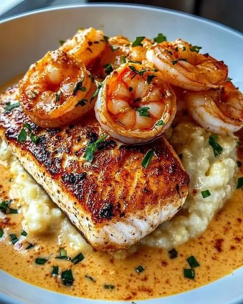 A plate of shrimp and rice.