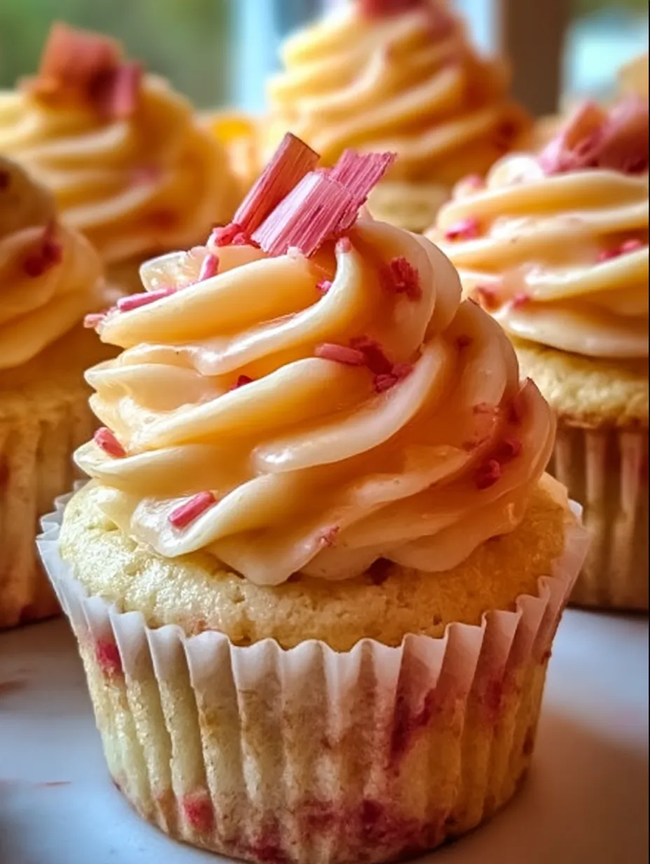 Rhubarb Honey Peach Cream Cheese Cupcakes