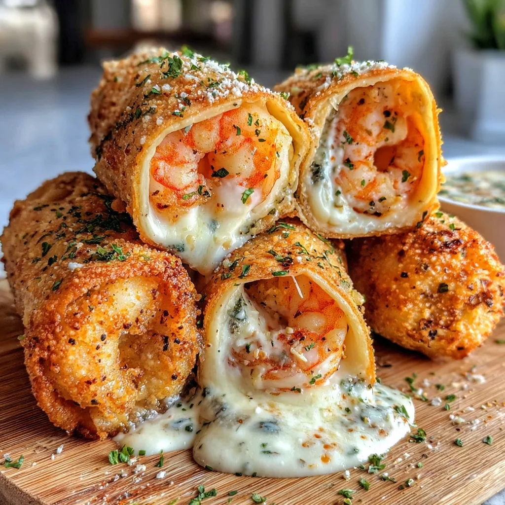Deep-Fried Shrimp Alfredo Burrito Bites