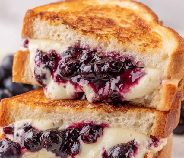 A slice of bread with blueberry jam on it.