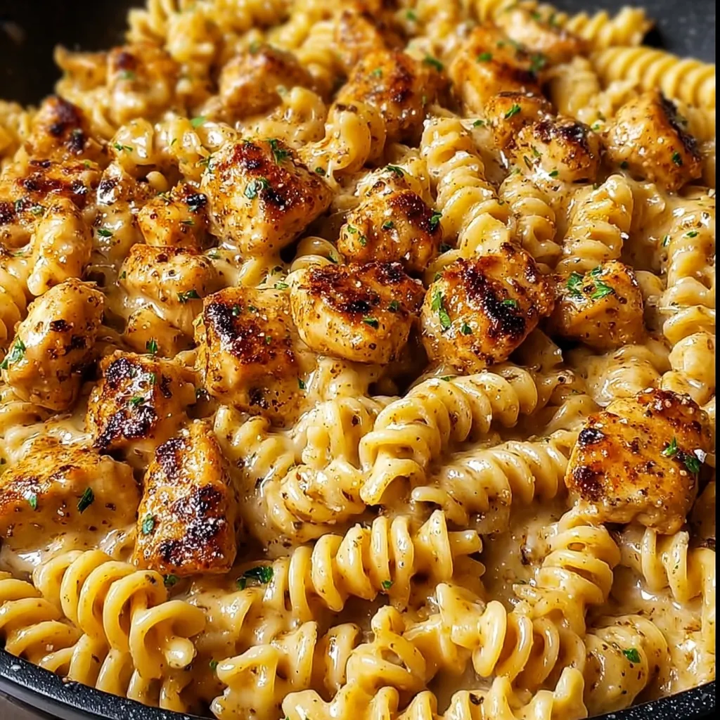 Cheesy Cajun Garlic Chicken Rotini Skillet