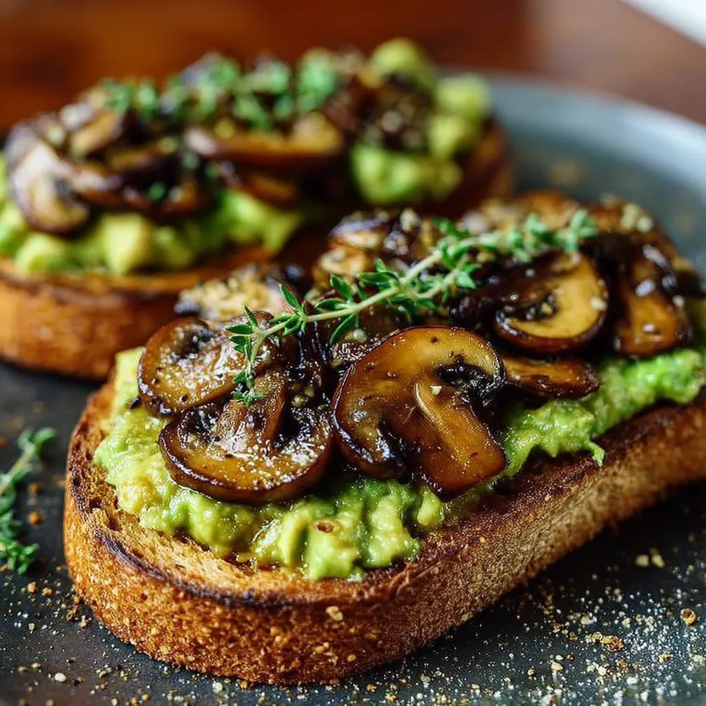 Avocado Garlicky Mushroom Toast