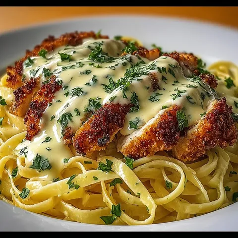 Crispy Chicken Fettuccine Alfredo