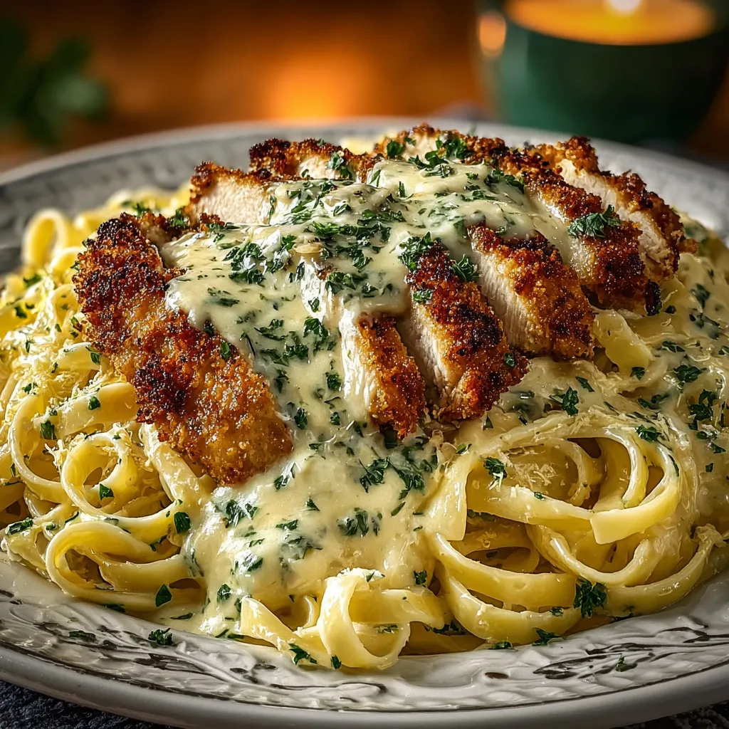 Crispy Chicken Fettuccine Alfredo