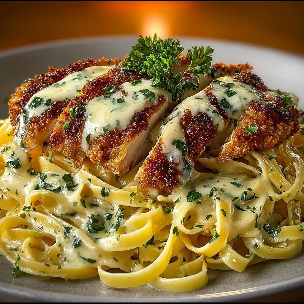 Crispy Chicken Fettuccine Alfredo