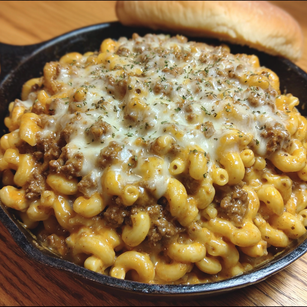A plate of macaroni and cheese.