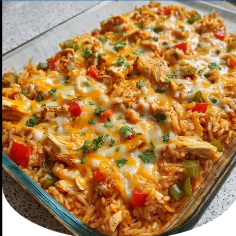 A dish of chicken and rice.