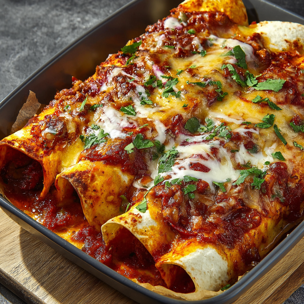 A dish of Mexican food in a black bowl.