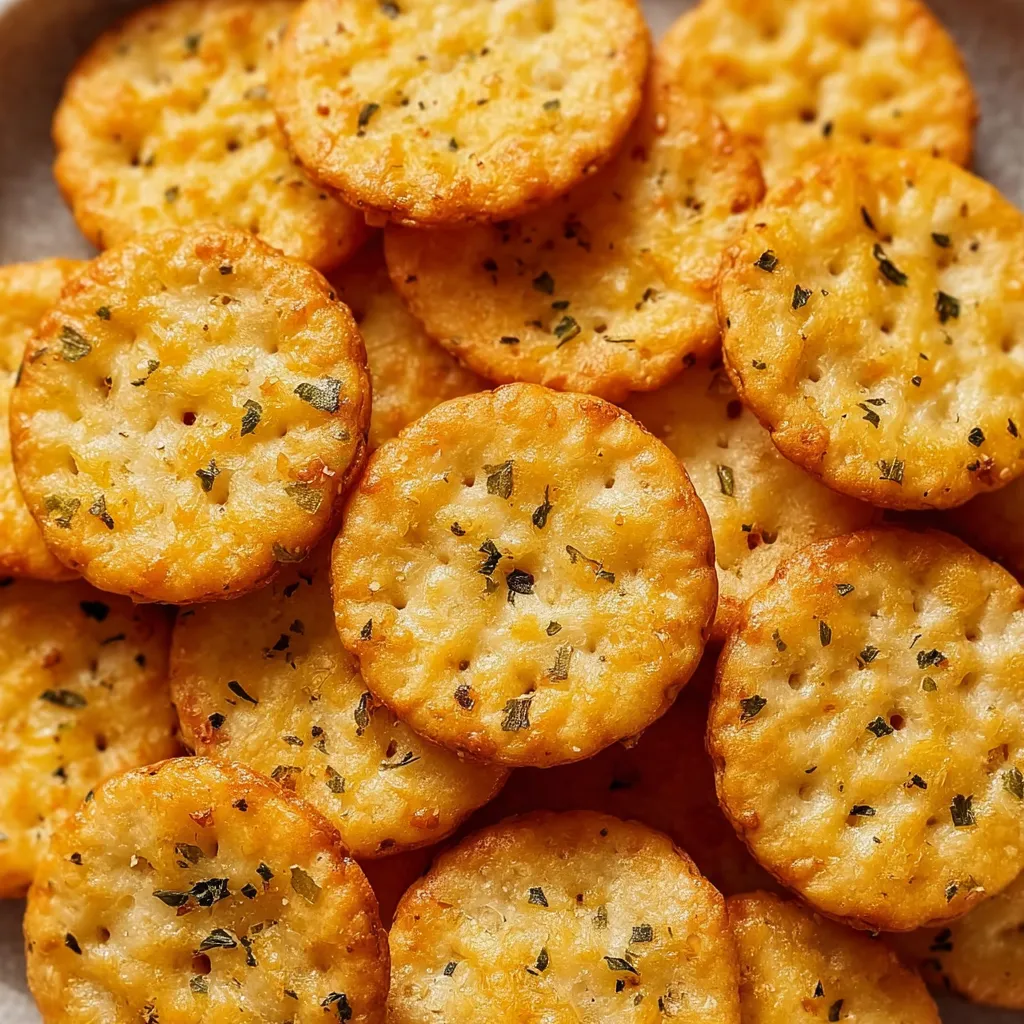 A plate of cheese crackers.