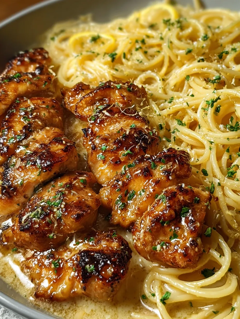 A plate of food with chicken and pasta.