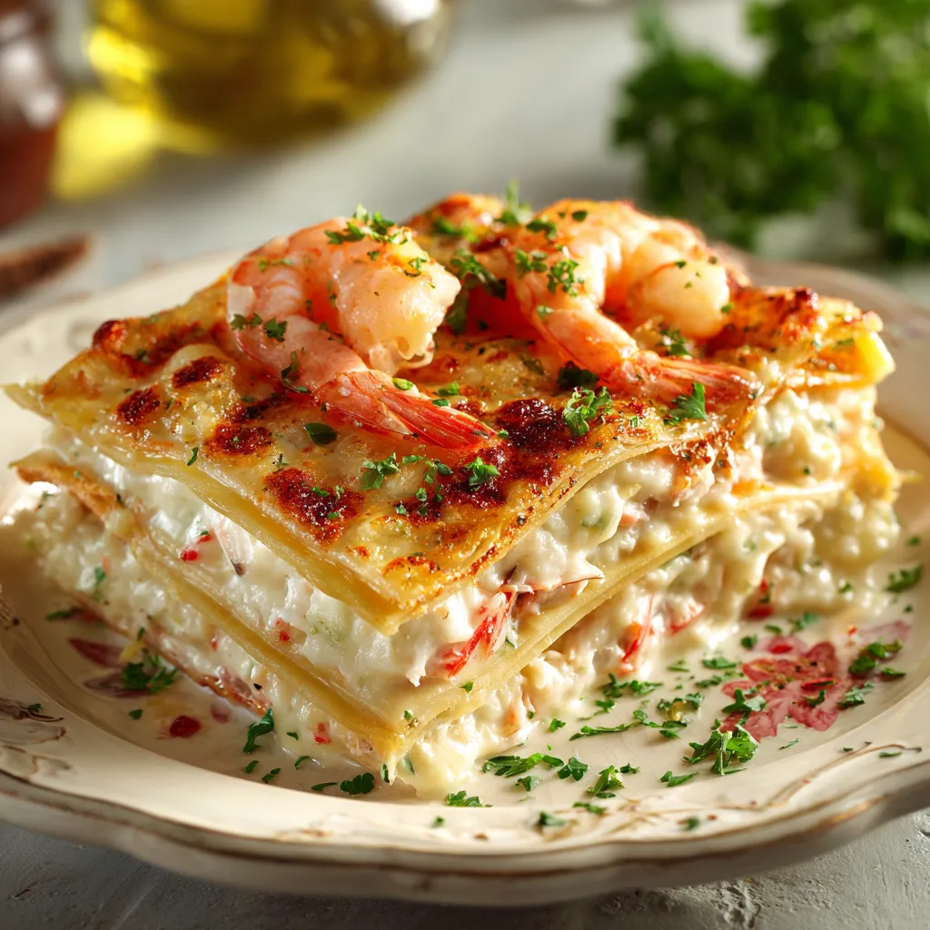 A plate of food with shrimp and cheese.