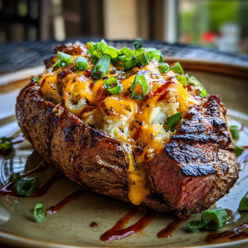 A plate of food with a steak and potatoes.