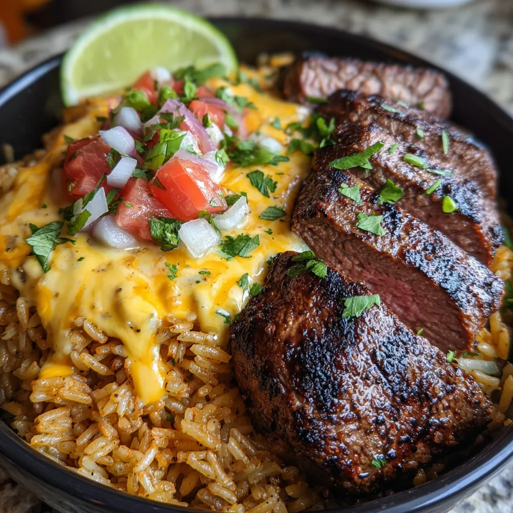 A plate of food with rice, meat, and vegetables.