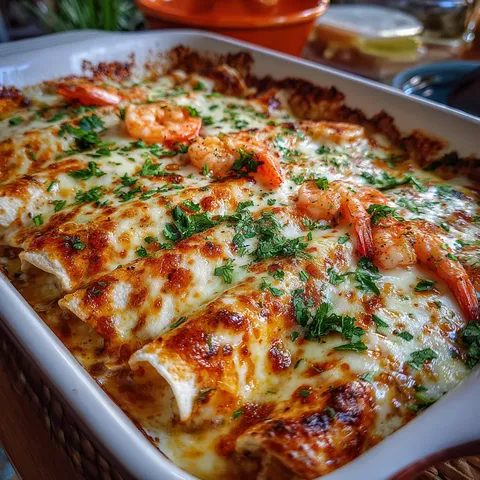 A dish of shrimp and cheese.