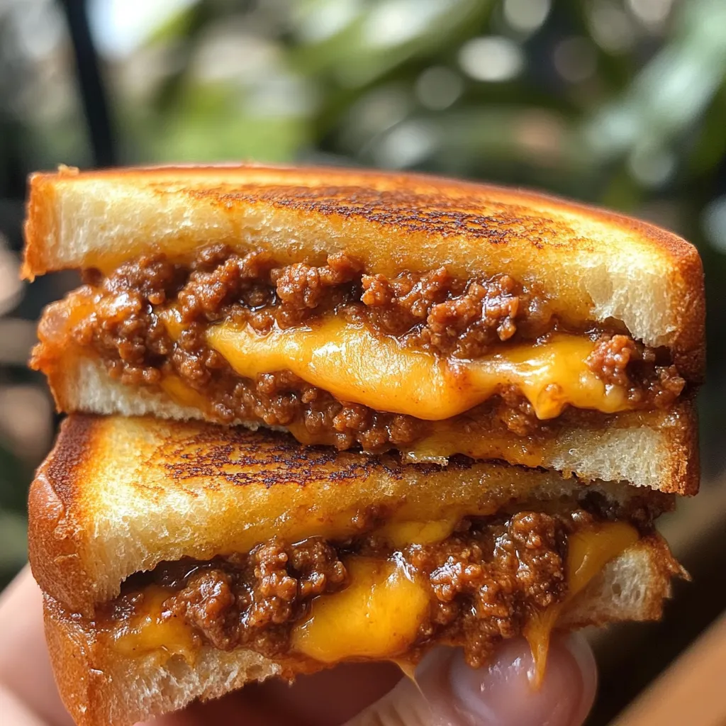 A person holding a sandwich with chili cheese.