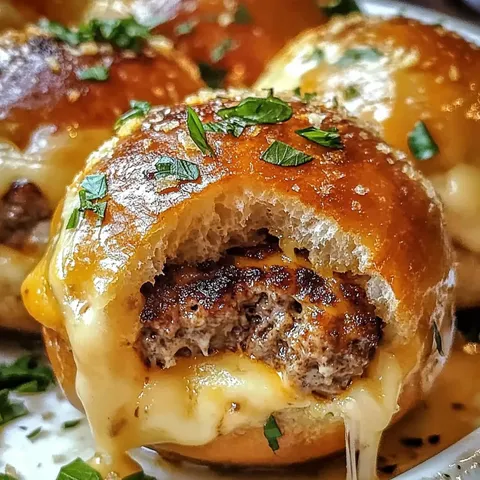 A cheesy bread sandwich with a bite taken out of it.