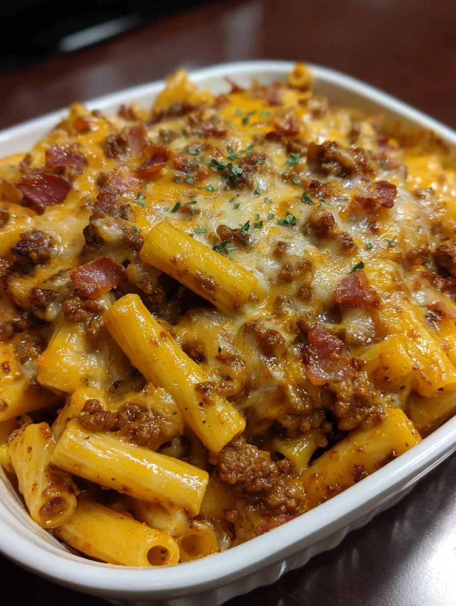 A bowl of pasta with meat and cheese.