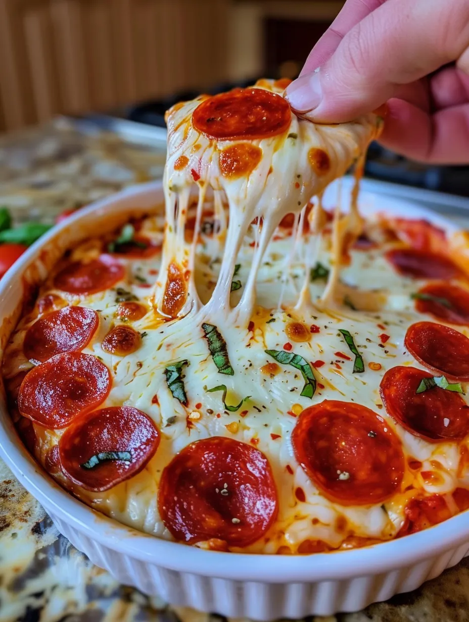 A hand is grabbing a slice of pizza.