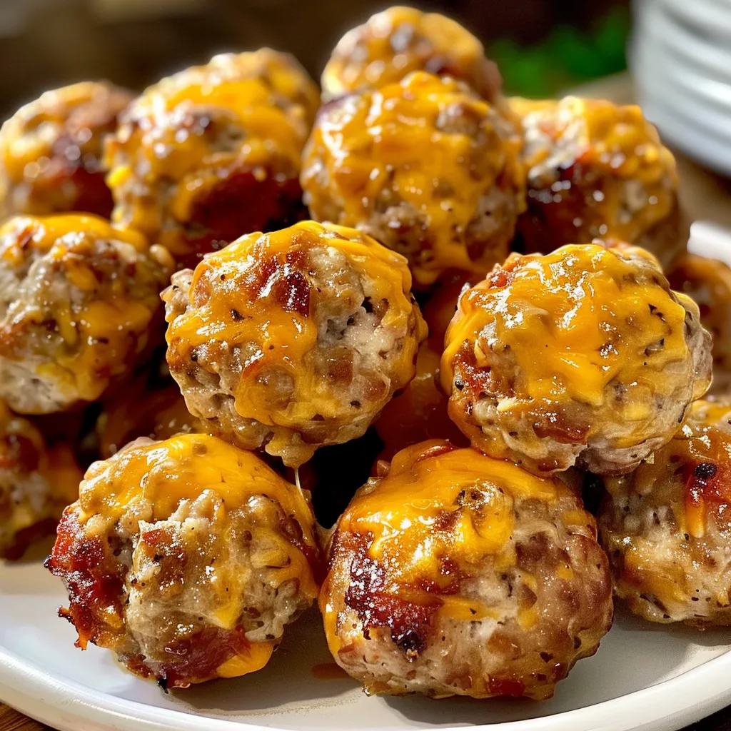A plate of meatballs with cheese.