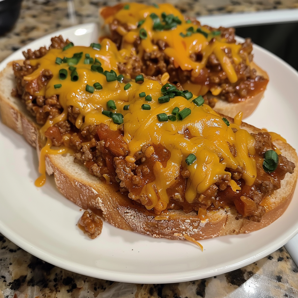 Two pieces of bread with meat and cheese on top.