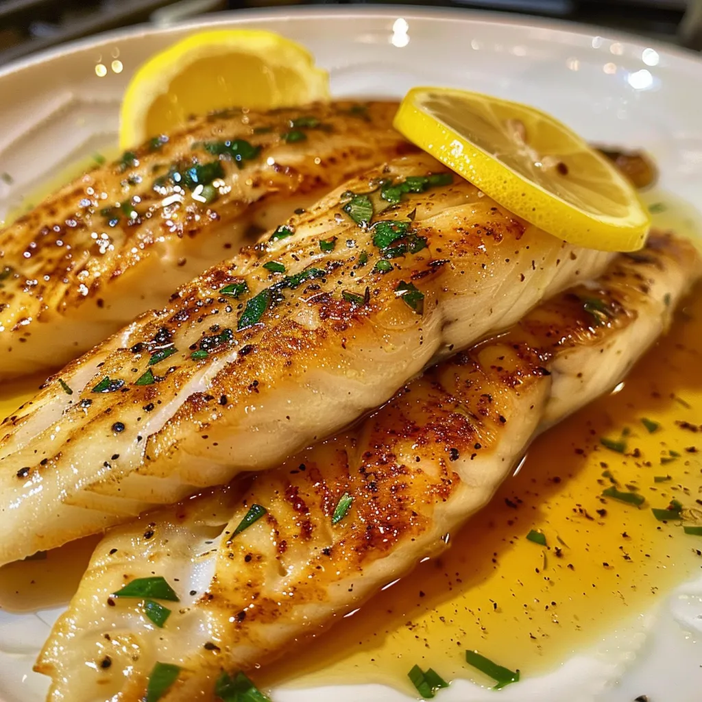Fish with lemon and herbs.