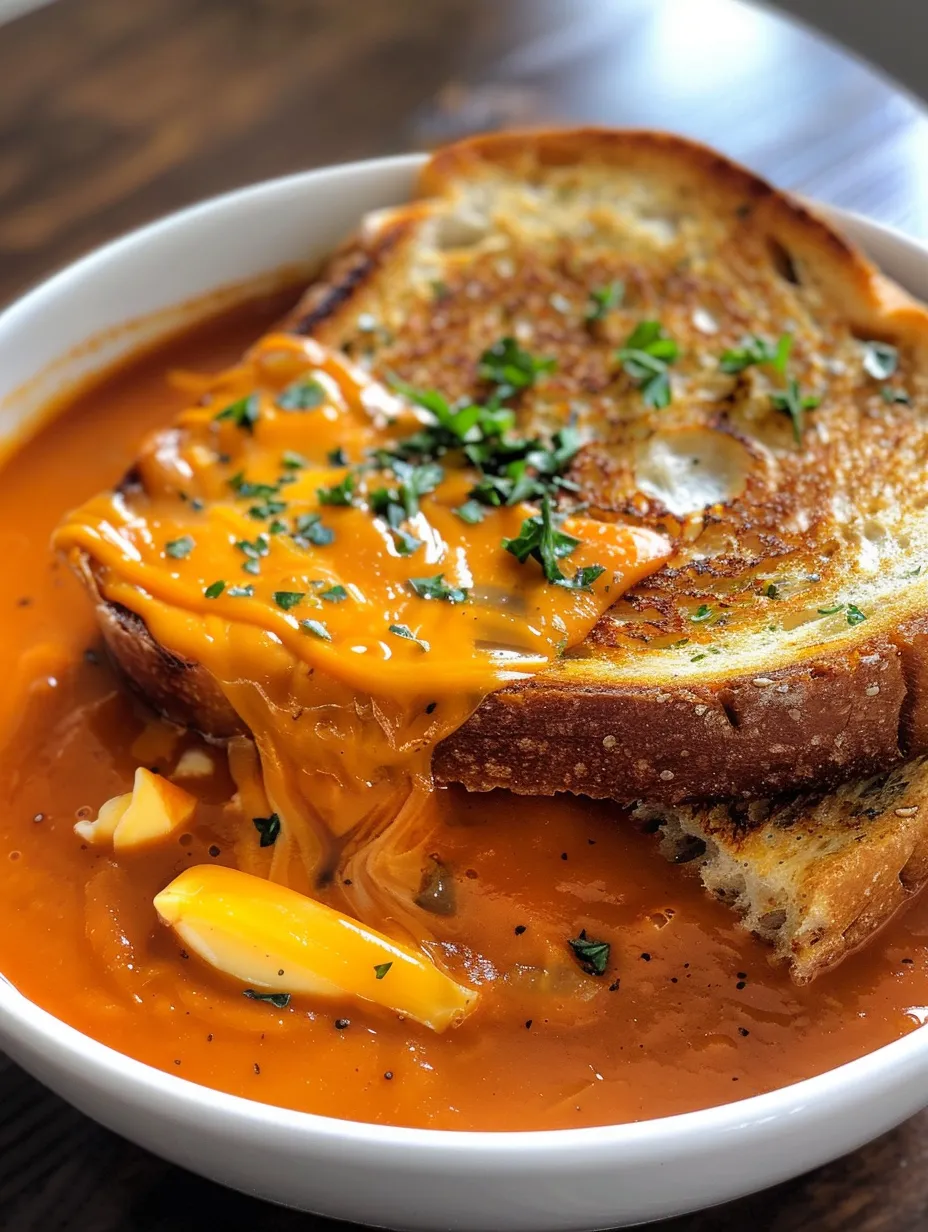 A bowl of soup with a slice of bread on top.