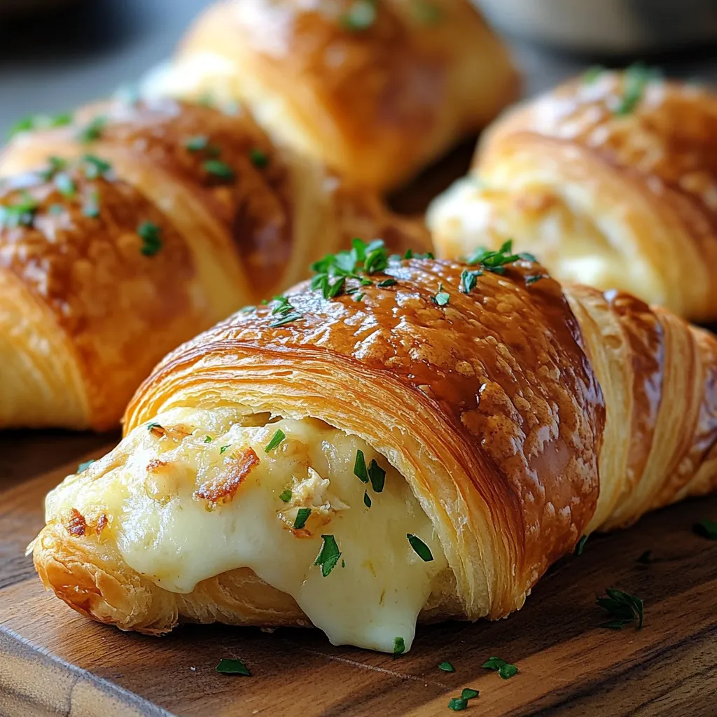 A plate of croissants with cheese and herbs