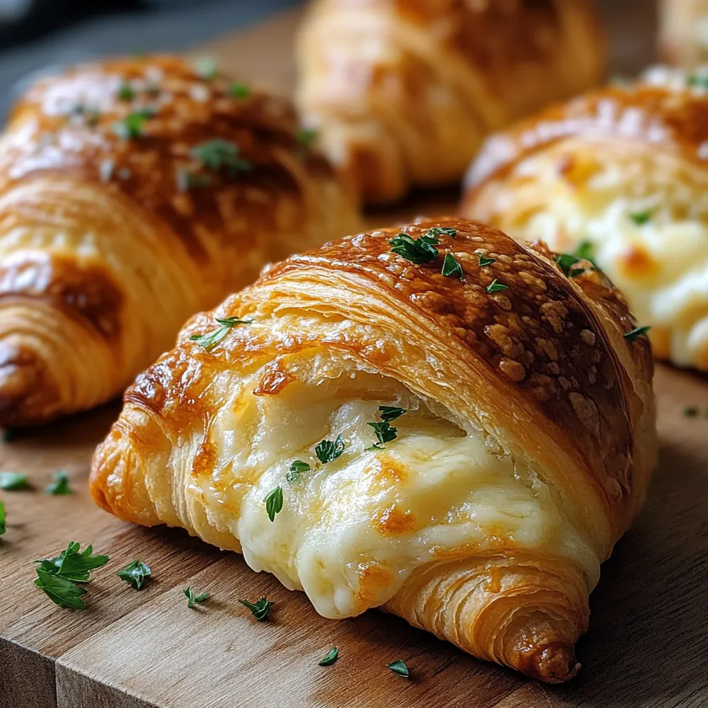 A close up of a croissant with cheese