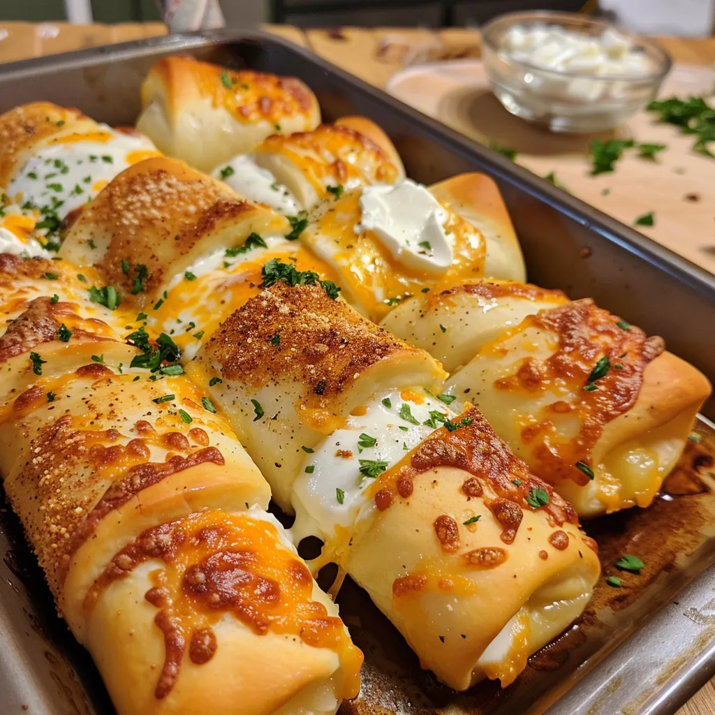 A pan of food with a bowl of dip.