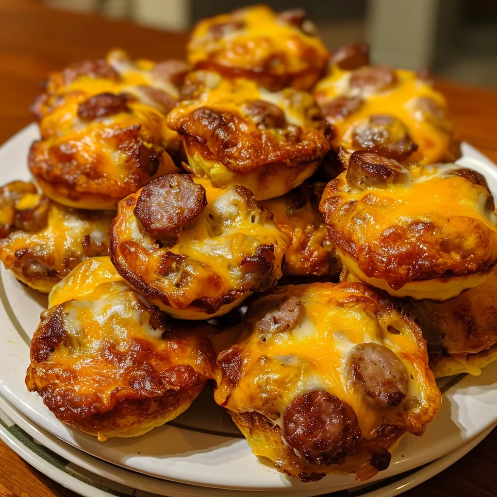 A plate of food with cheese and sausage.