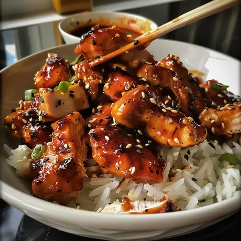 A plate of food with rice and meat.