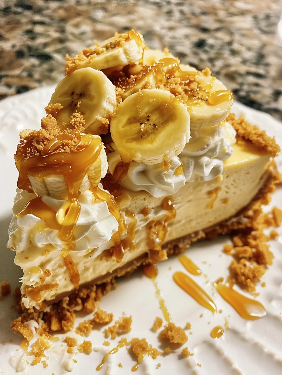 A slice of pie with bananas and whipped cream.