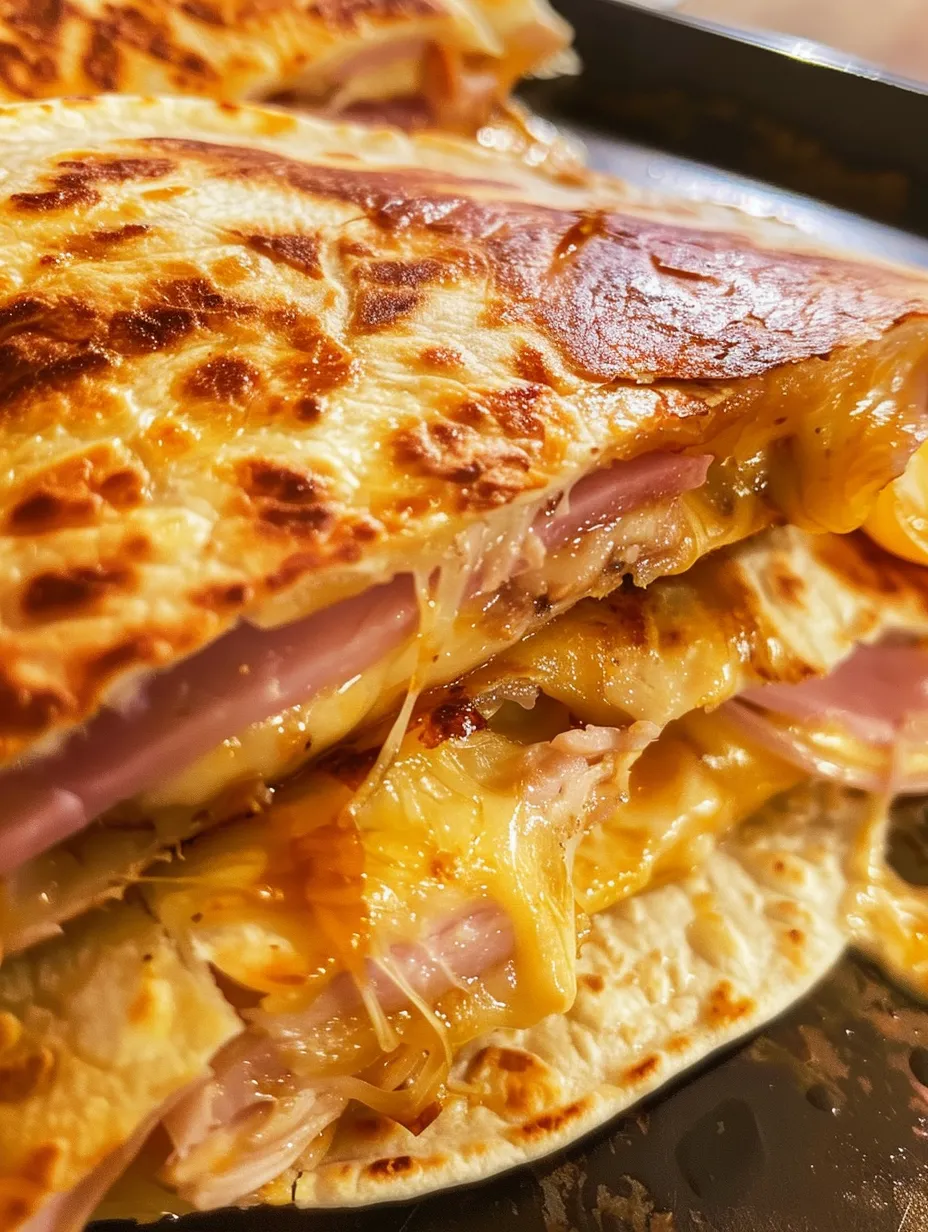 A sandwich with ham and cheese.