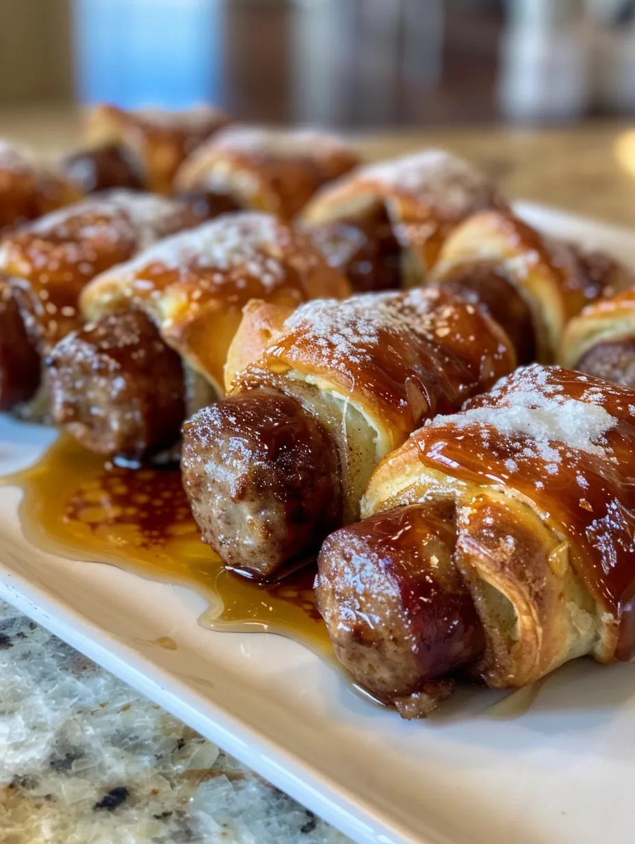 A plate of sausage wrapped in pastry.