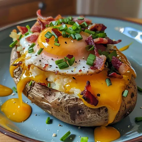 A plate of food with a fried egg on top.