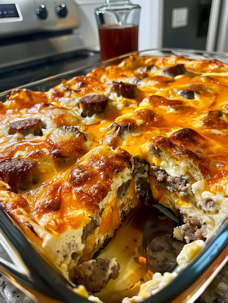 A pan of food with a spoon in it.