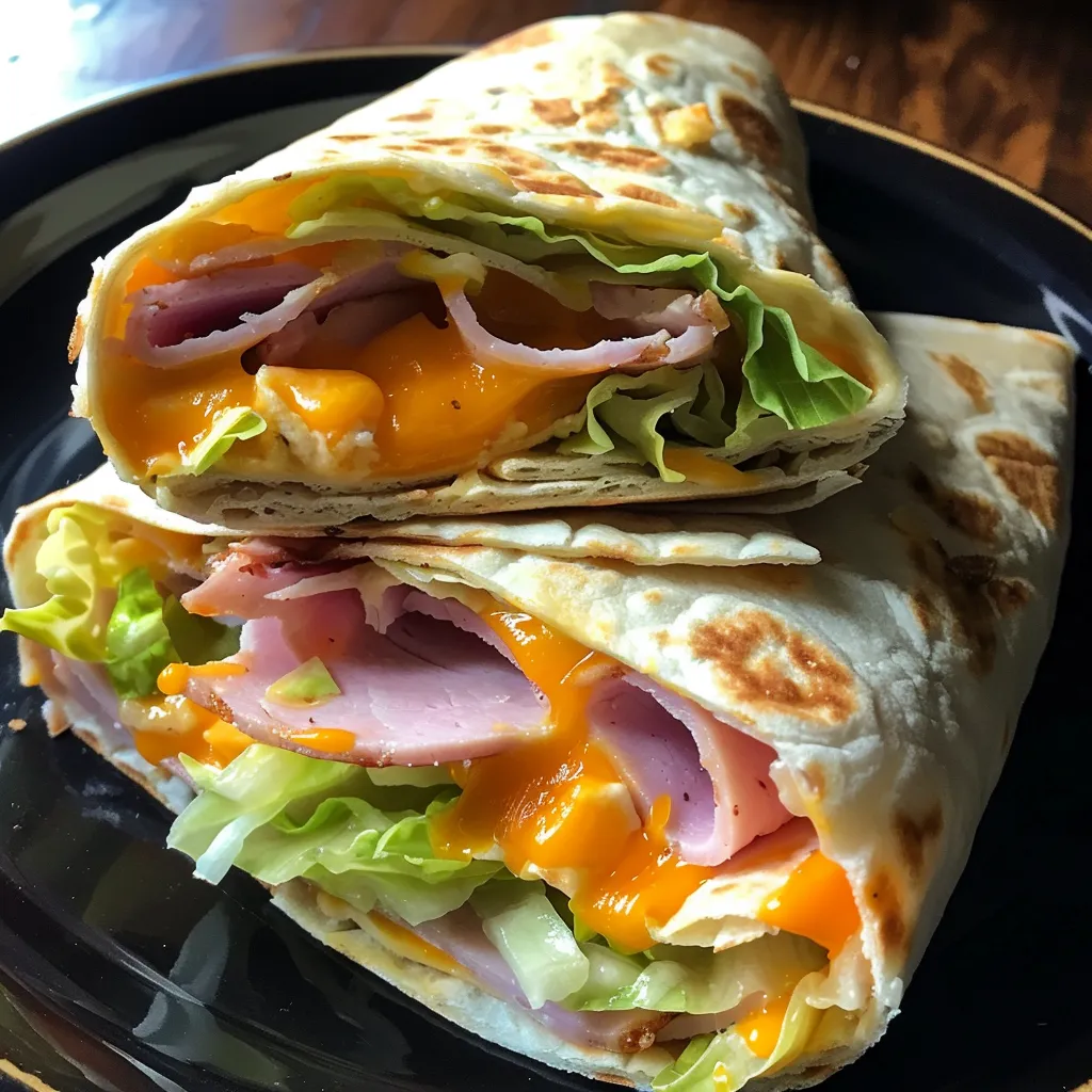 A sandwich with lettuce and ham on a plate.