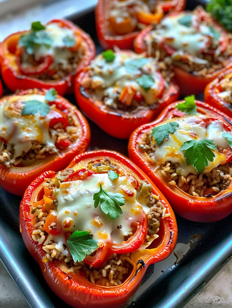A plate of food with peppers and cheese.