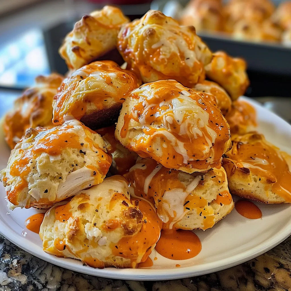 A plate of biscuits with sauce on top.