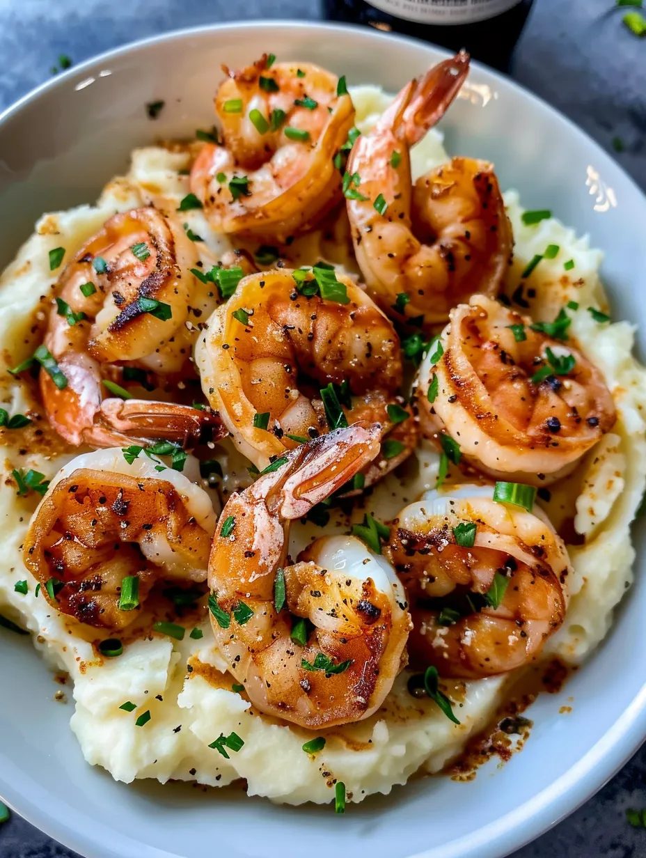 A bowl of shrimp and grits.