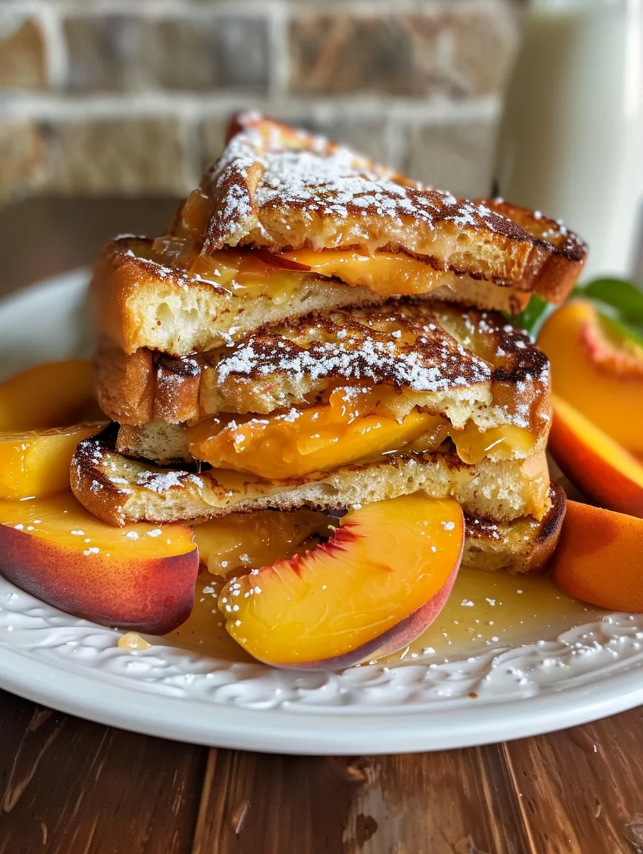 A stack of peach sandwiches.