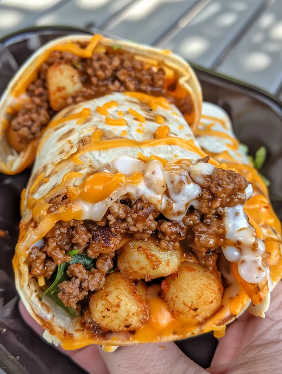 A burrito with meat and cheese.