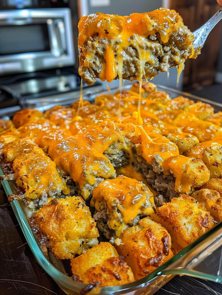 A pan of food with cheese dripping off of it.