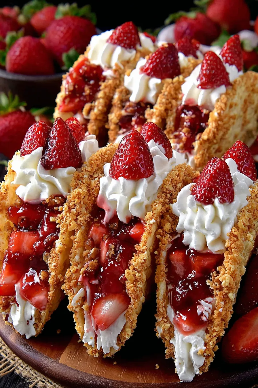 A dessert with strawberries and whipped cream.