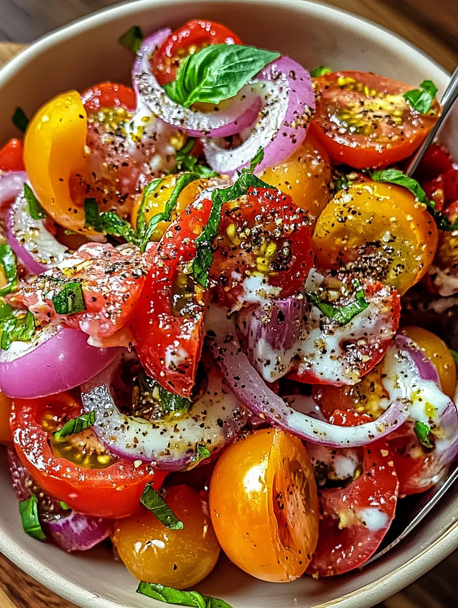 A bowl of tomatoes with onions and cheese.