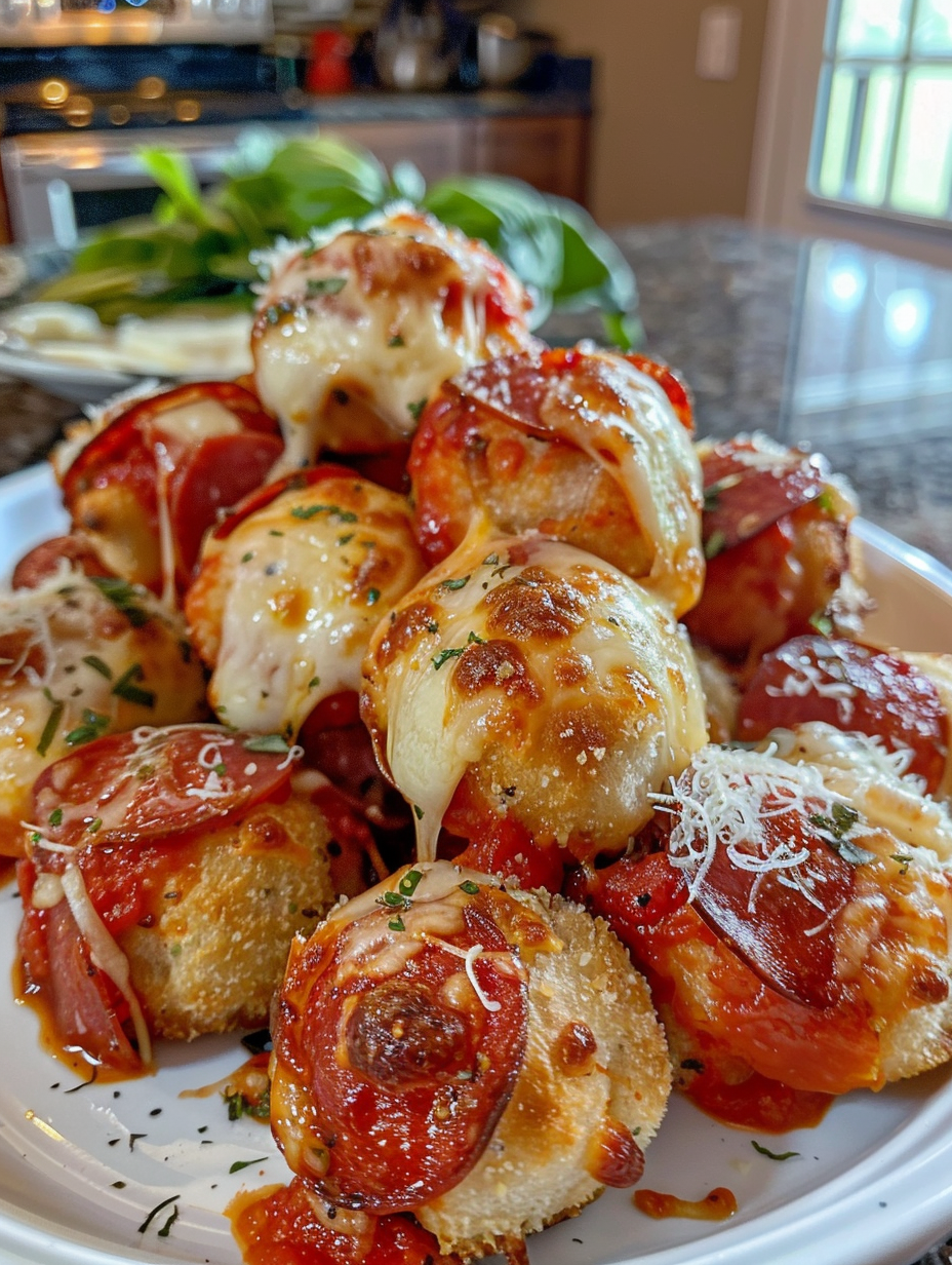 A plate of cheese and tomato stuffed meatballs.