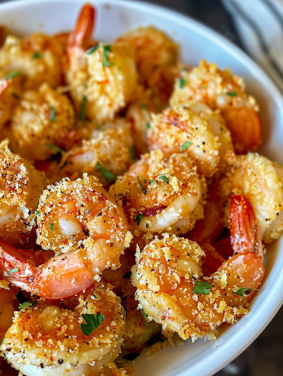 A bowl of shrimp with seasoning.