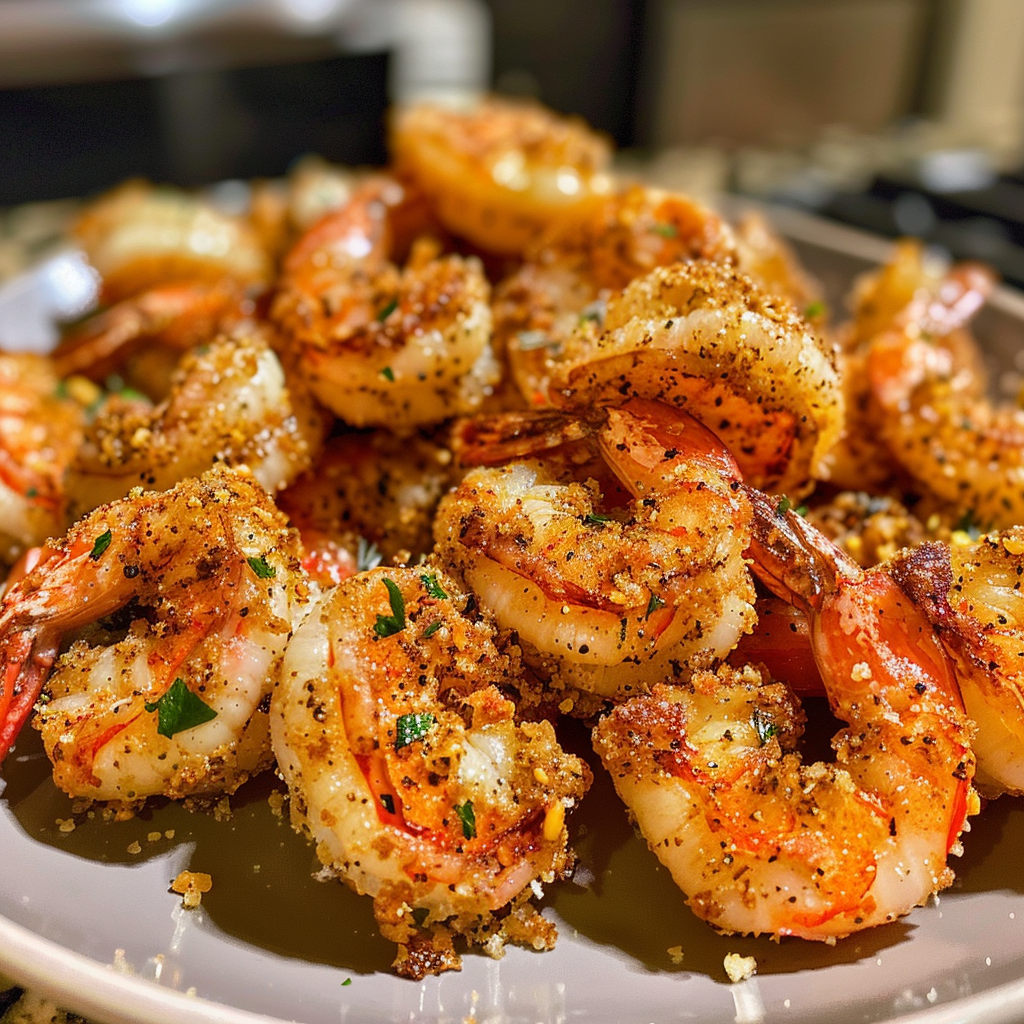A plate of shrimp with seasoning.