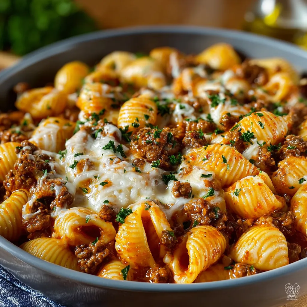 CREAMY BEEF AND SHELLS