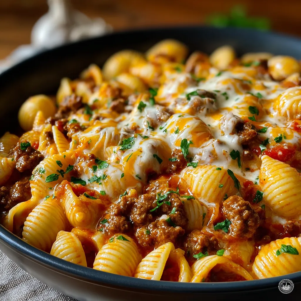 CREAMY BEEF AND SHELLS